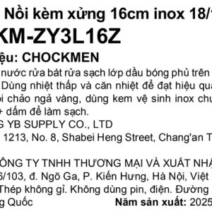 Tem phụ sản phẩm: Bộ nồi kèm xửng 16cm - C590