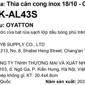 Tem phụ sản phẩm: Thìa muỗng cán cong O43