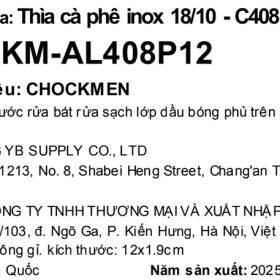 Tem phụ sản phẩm: Set 6 thìa caphe Chockmen - C408