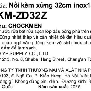 Tem phụ sản phẩm: Bộ nồi kèm xửng hấp 3 tầng - 32cm - C02