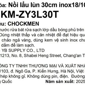 Tem phụ sản phẩm: Nồi lẩu lùn Chockmen 30cm - C72