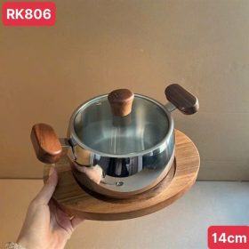 [TC24] Nồi mini tay cầm gỗ 14cm có nắp - RK806